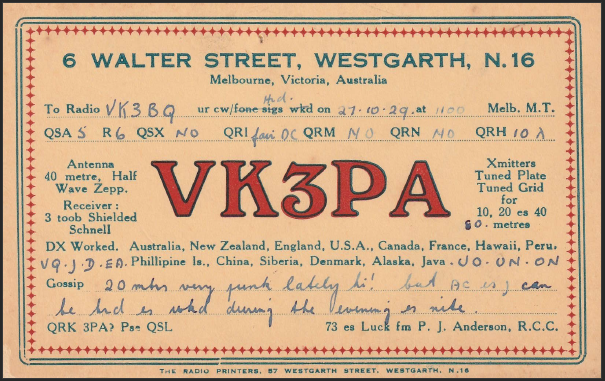  QSL of VK3PA 